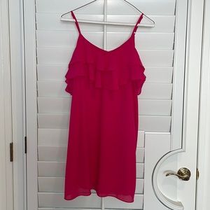 lulus hot pink ruffle mini dress